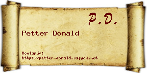 Petter Donald névjegykártya